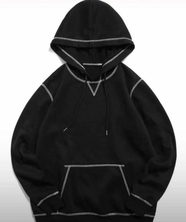 Black Contrast Design Hoodie