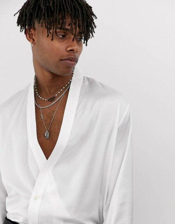 Classy White Men's Kimono Shirt