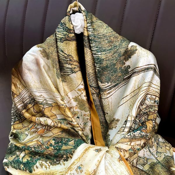 Large-Sized Silk Vintage Scarf - Image 3