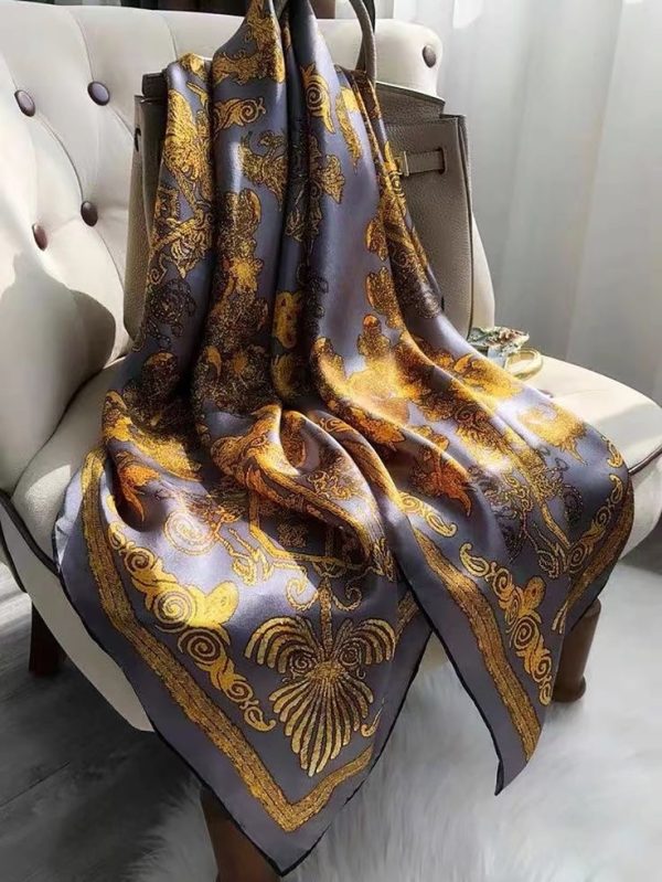 Large-Sized Silk Vintage Scarf - Image 9