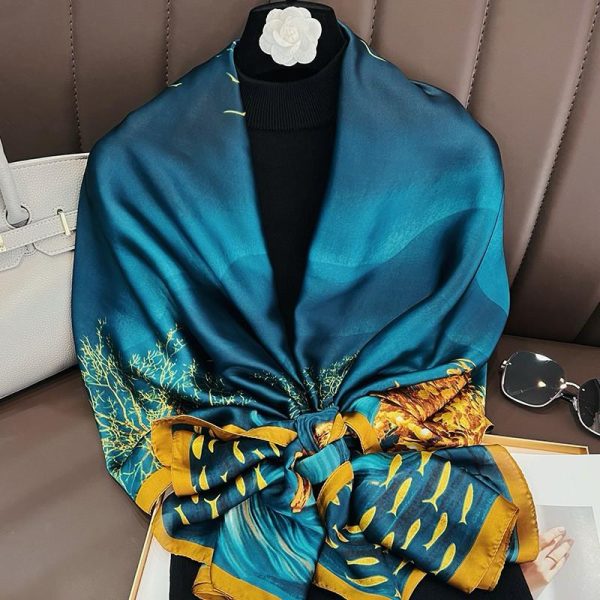 Large-Sized Silk Vintage Scarf - Image 13