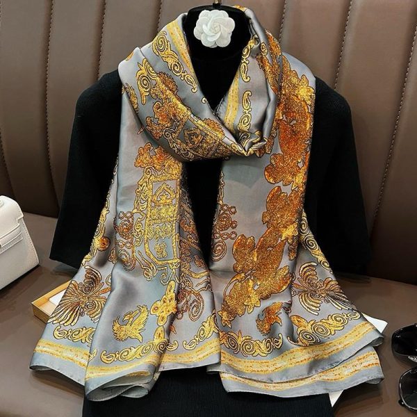 Large-Sized Silk Vintage Scarf - Image 14
