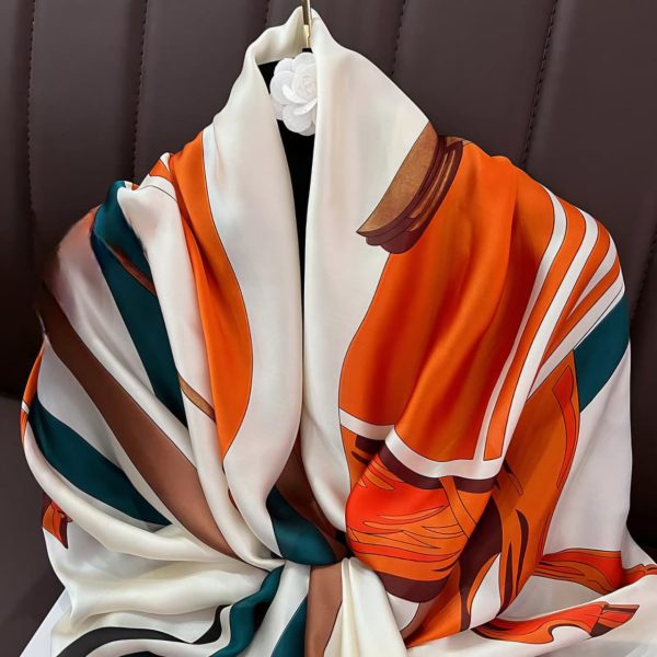 Large-Sized Silk Vintage Scarf - Image 2