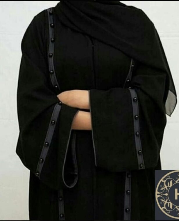 Symmetrical taped pearl abaya