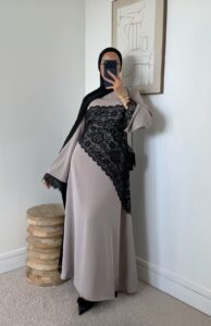 Chantily trim dinner dress