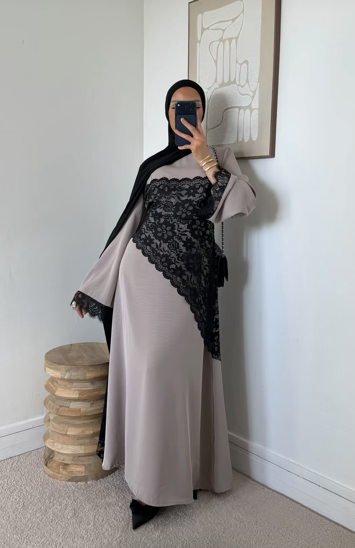 Chantily trim dinner dress